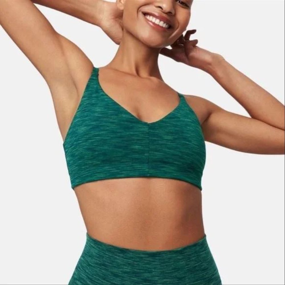 OUTDOOR VOICES Green Heathered Sports Bra